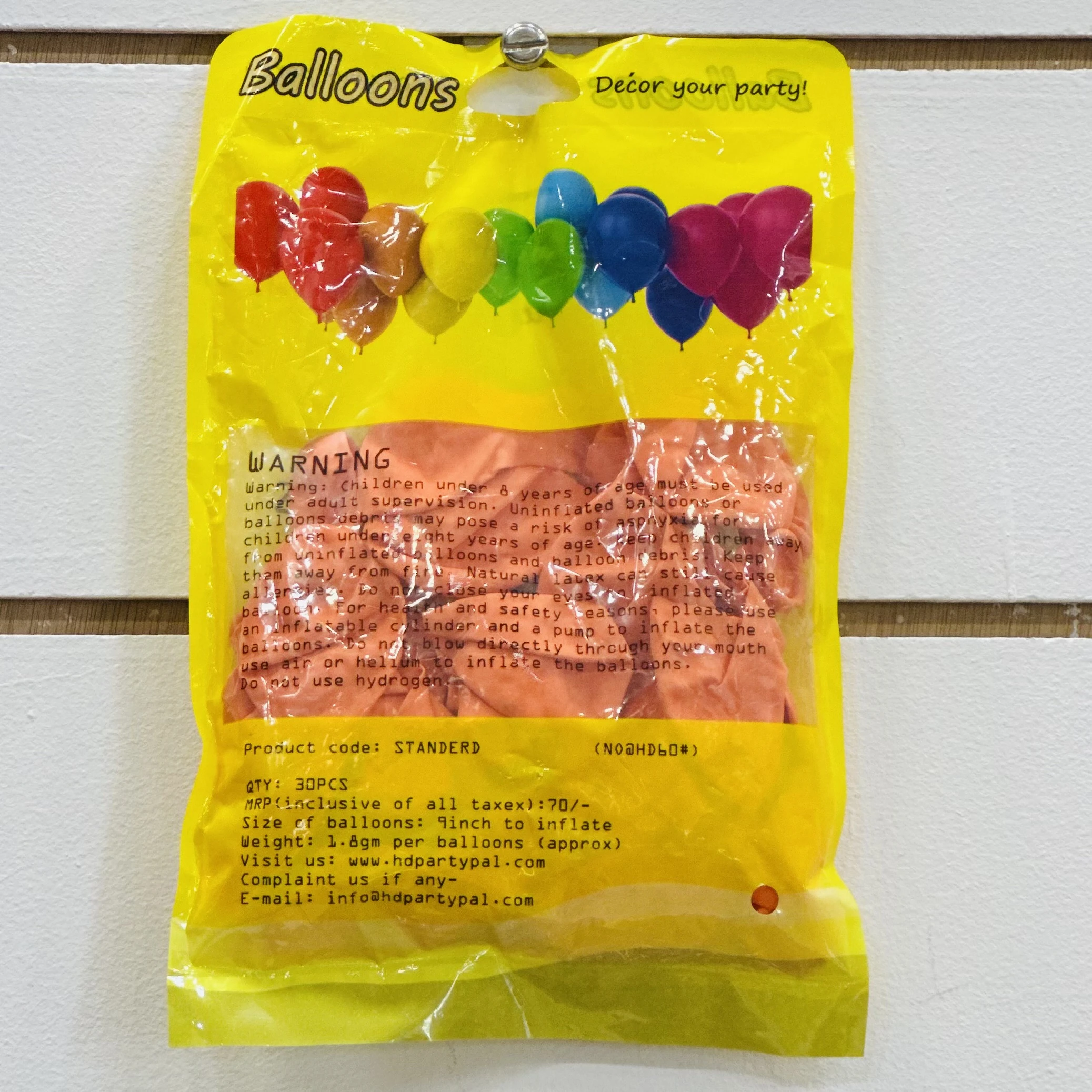 package of "Party Pal" brand balloons