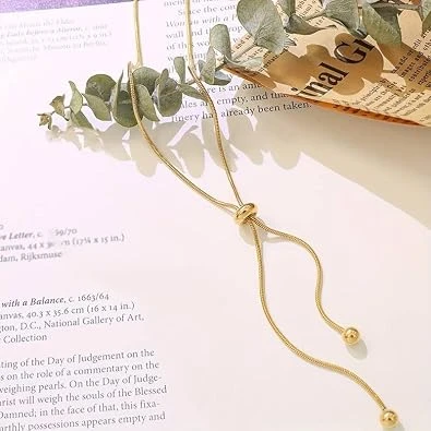 Gold Plated Titanium Steel Slider Necklace