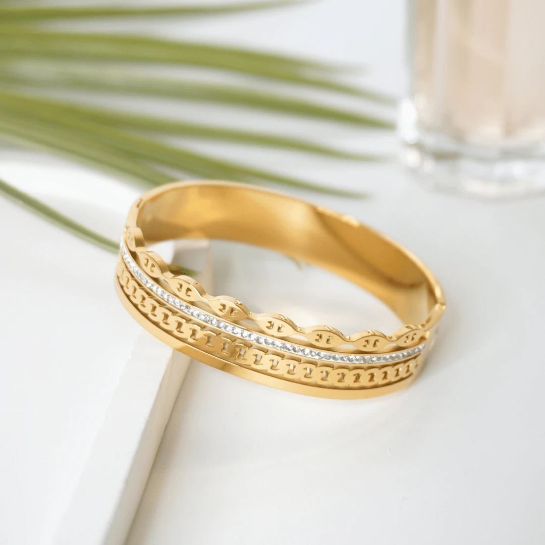 multi-band gold-plated cuff bracelet