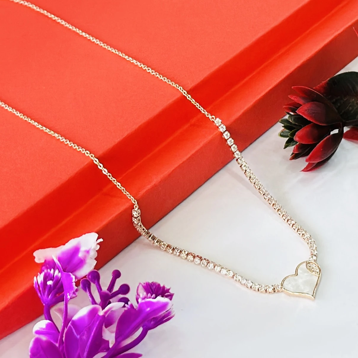 Gold plated tennis necklace