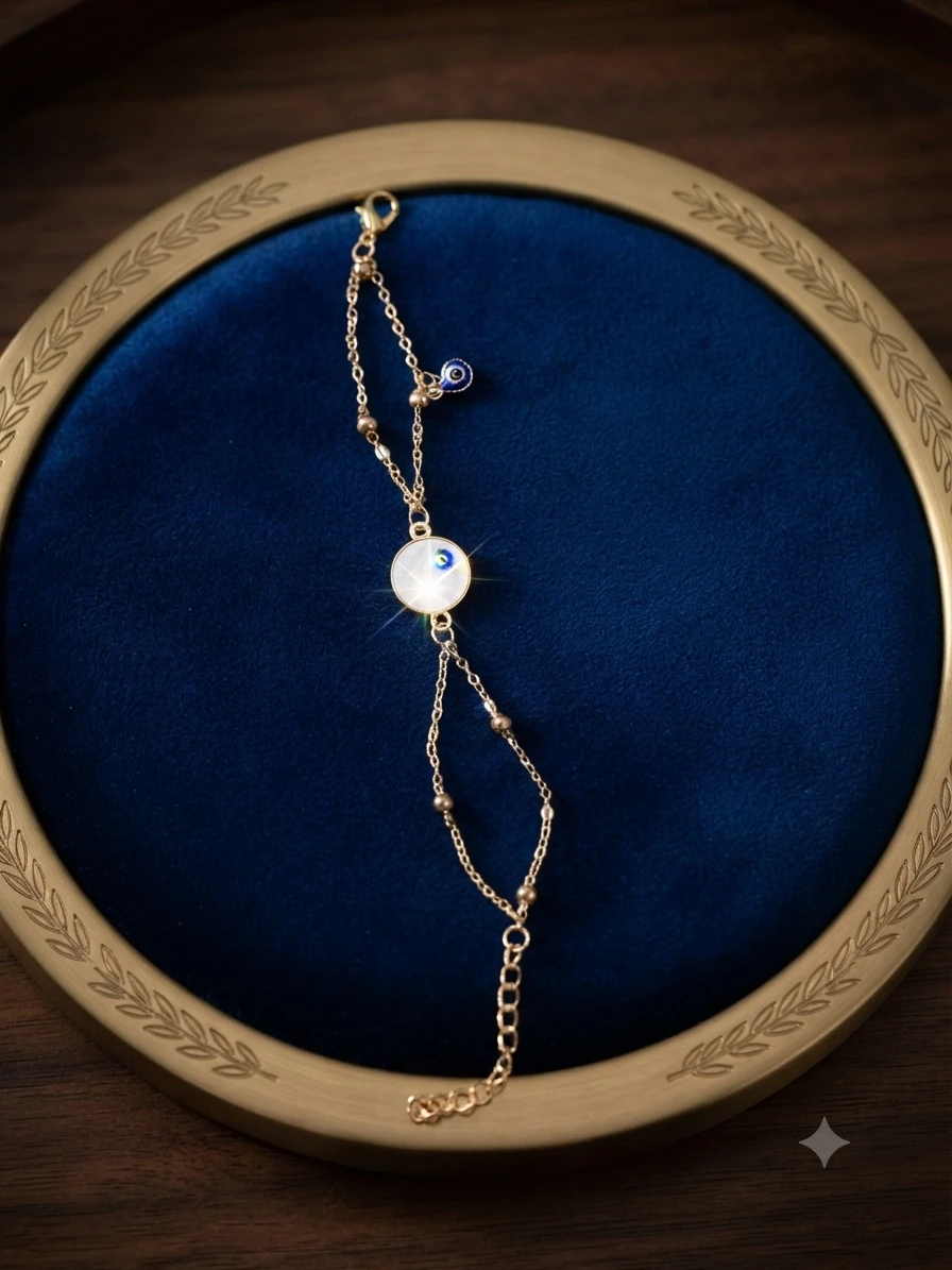 Golden Starkle Evil Eye Link Bracelet