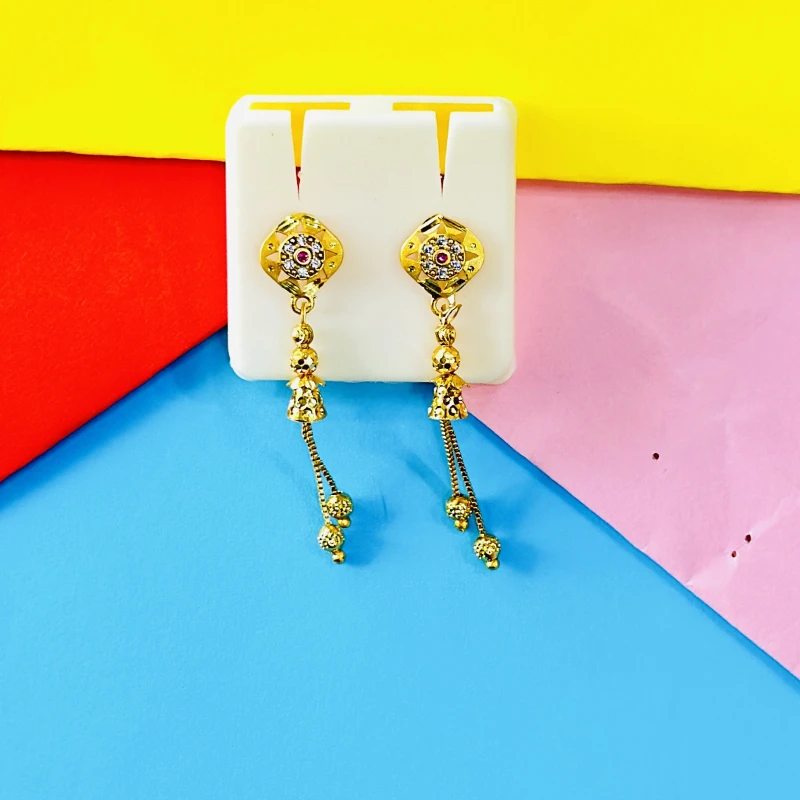 pair of gold-plated traditional drop earrings