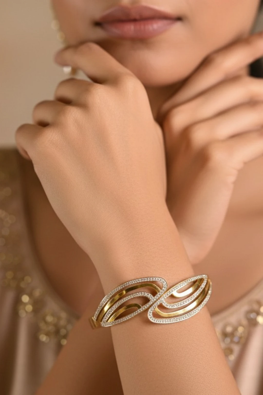Gold plated stainless steel cuff bracelet
