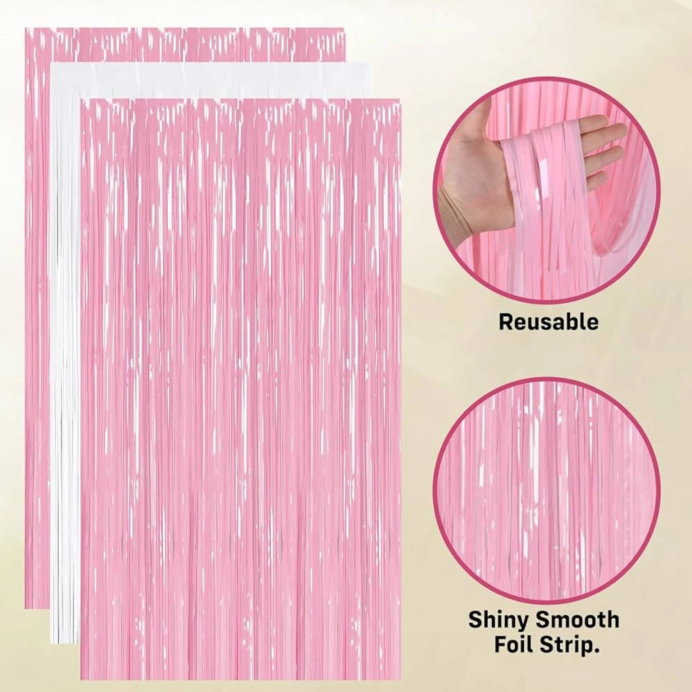 PartyPal branded matte rose gold foil curtains for party decorations