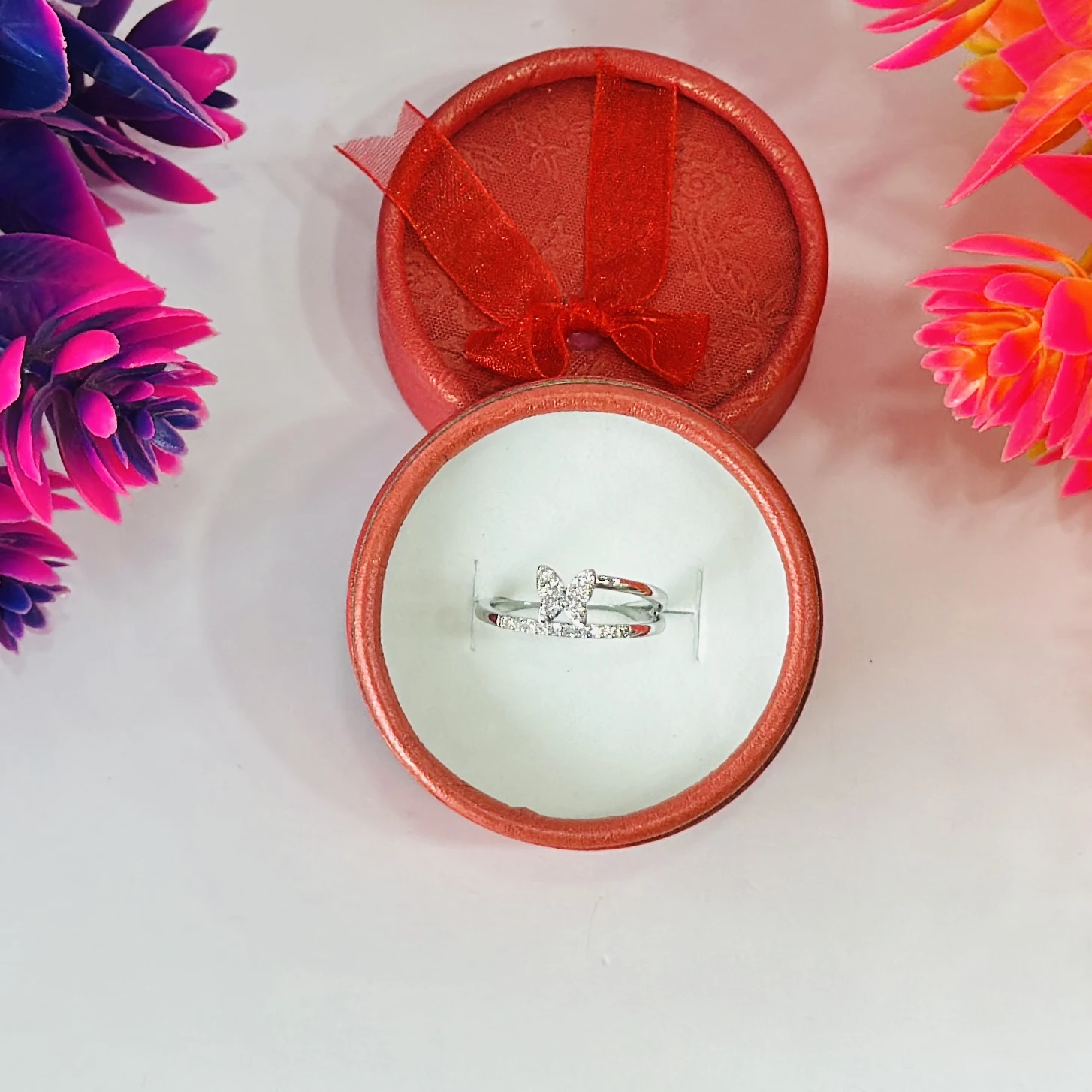 Sterling silver, cubic zirconia butterfly