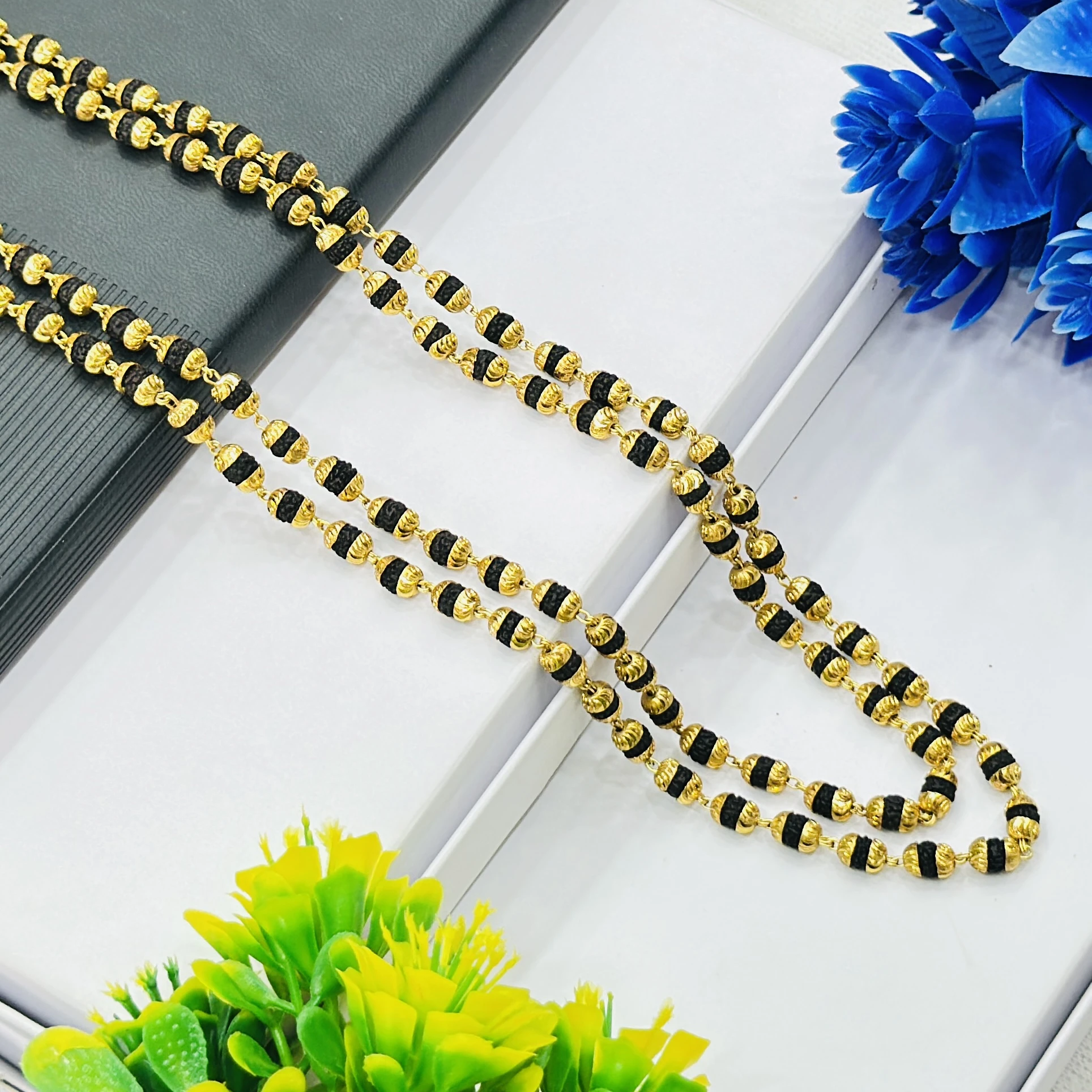 Gold plated Rudraksha mala