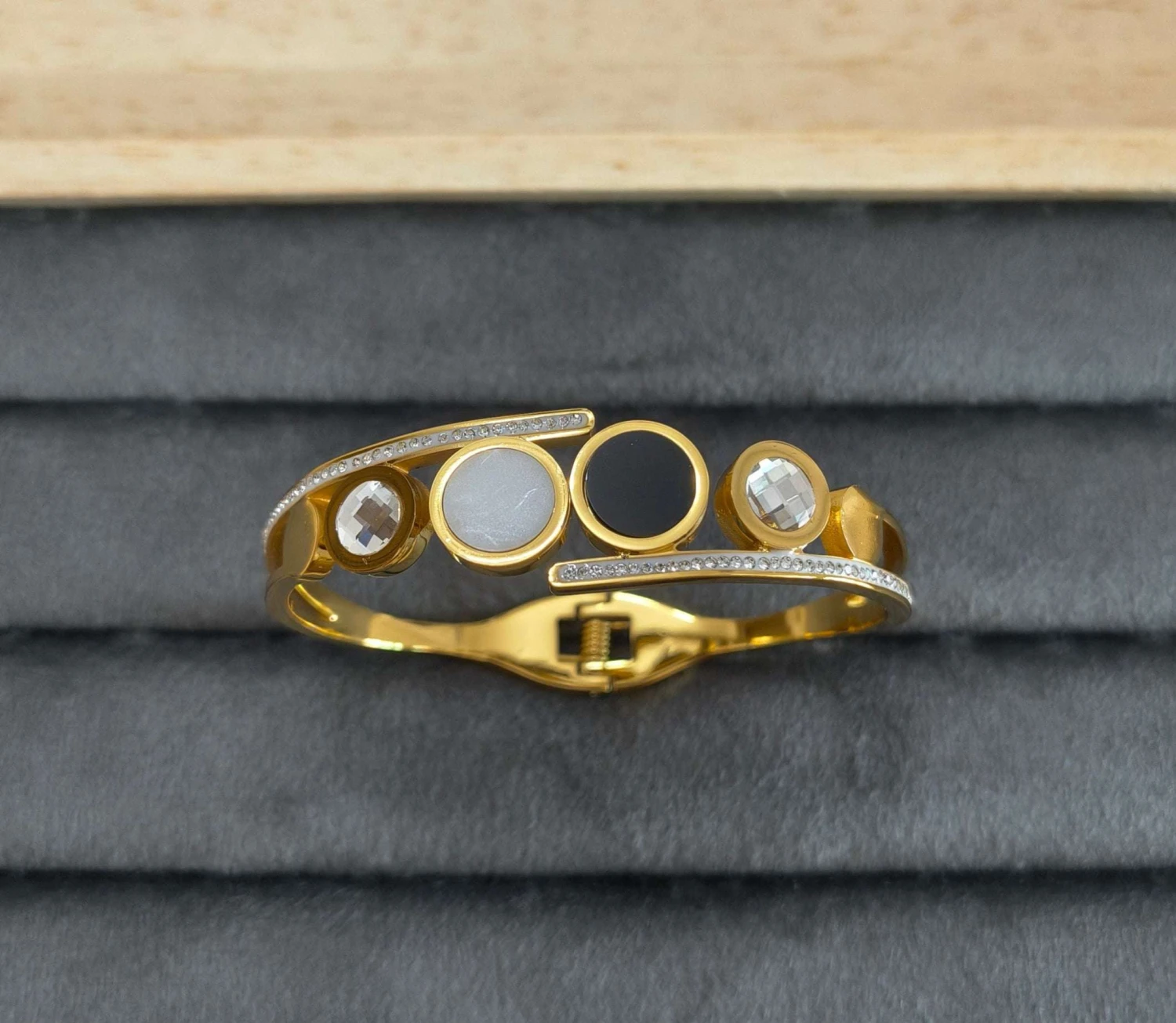 Gold plated stainless steel cuff bracelet