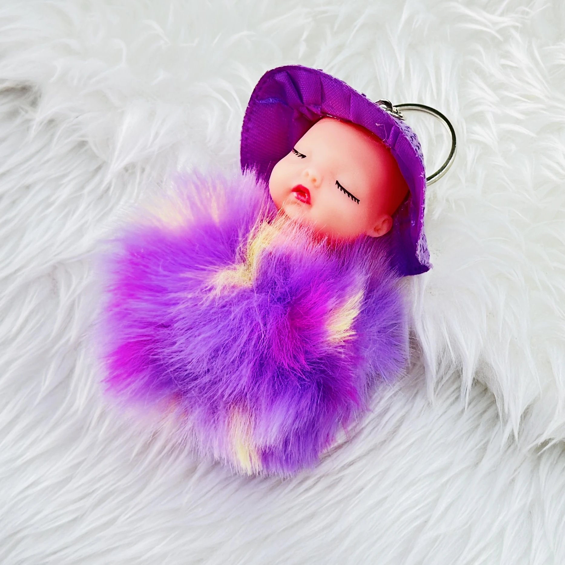 plush sleeping baby doll keychain,