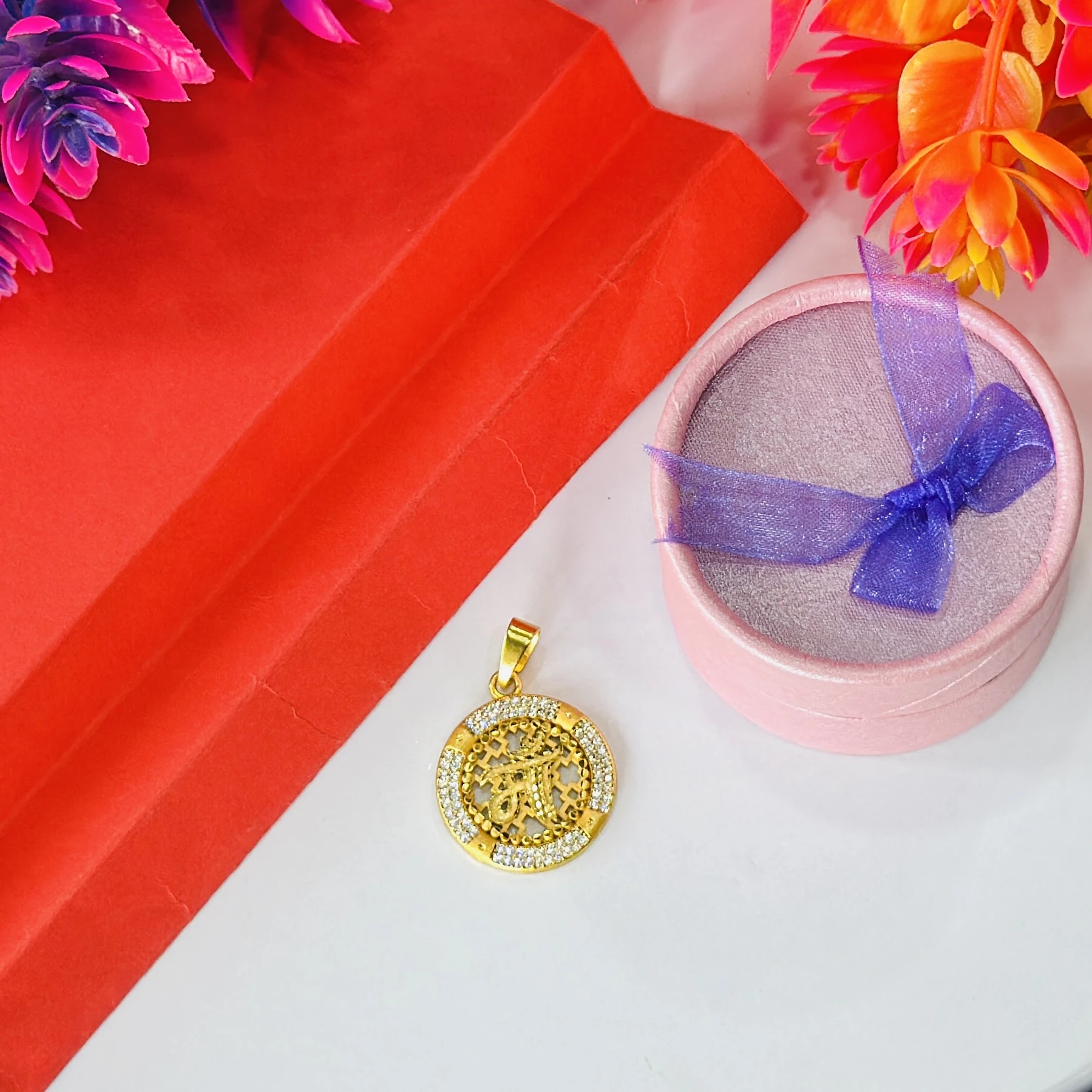 Gold plated 'Maa' (mother) designer pendant