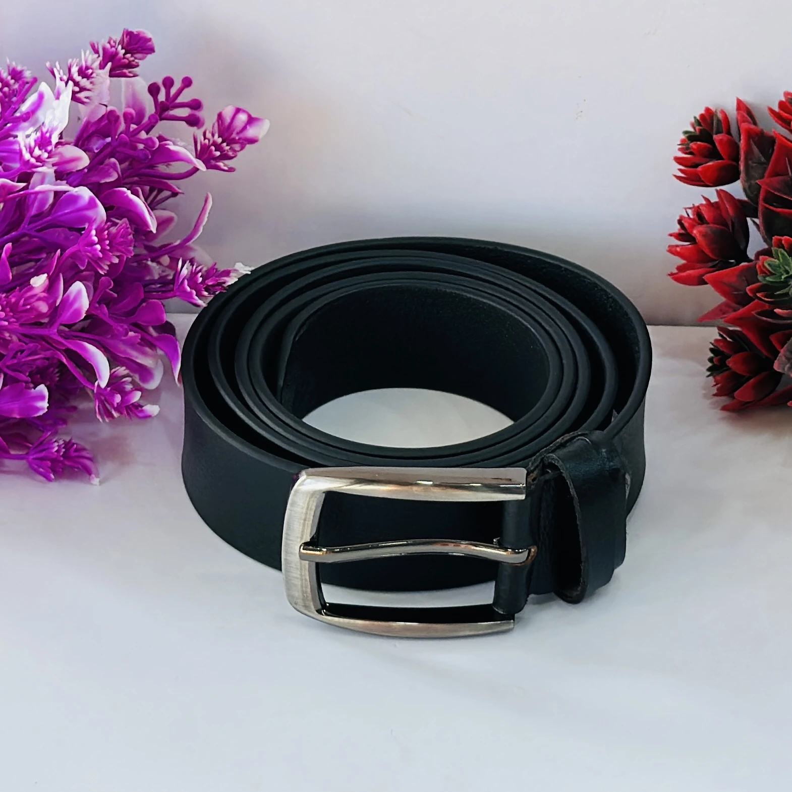 Casual Black Artificial Leather Belt