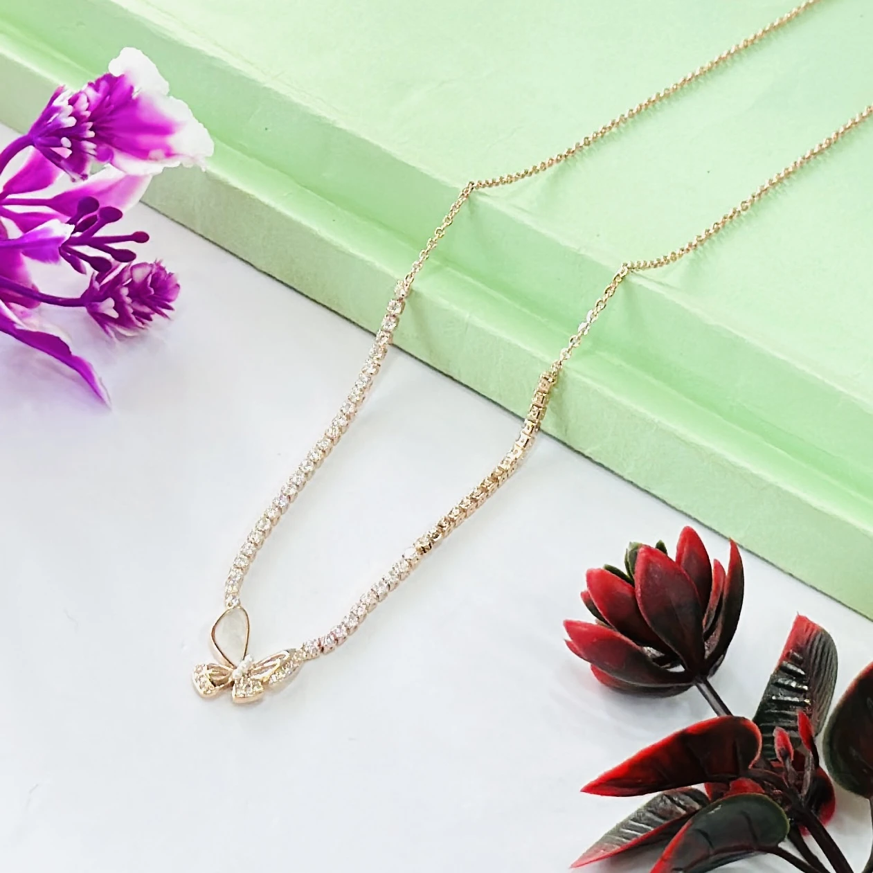 Gold plated tennis necklace