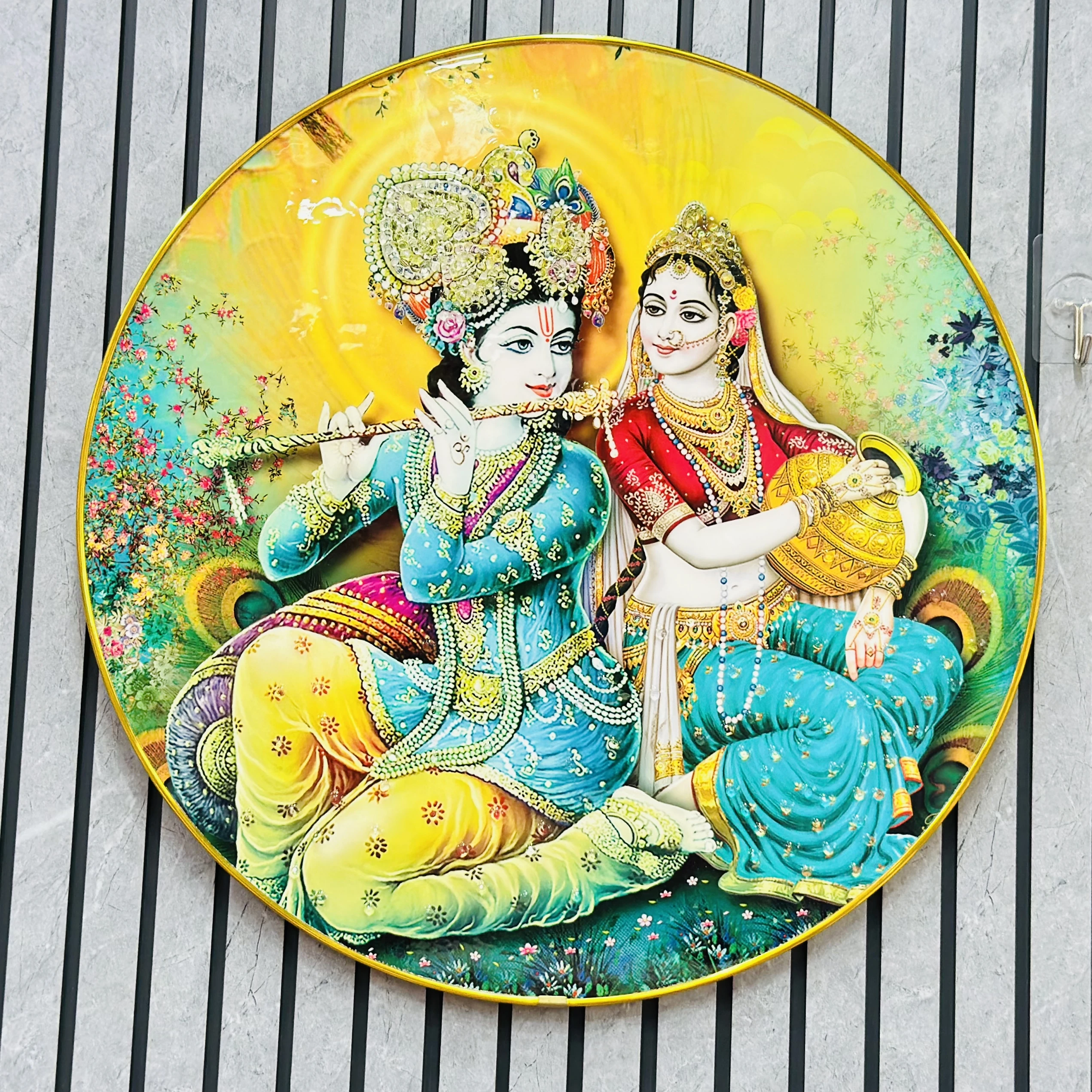 Round wall art piece Radha Krishna (SKU-RX3VBC)