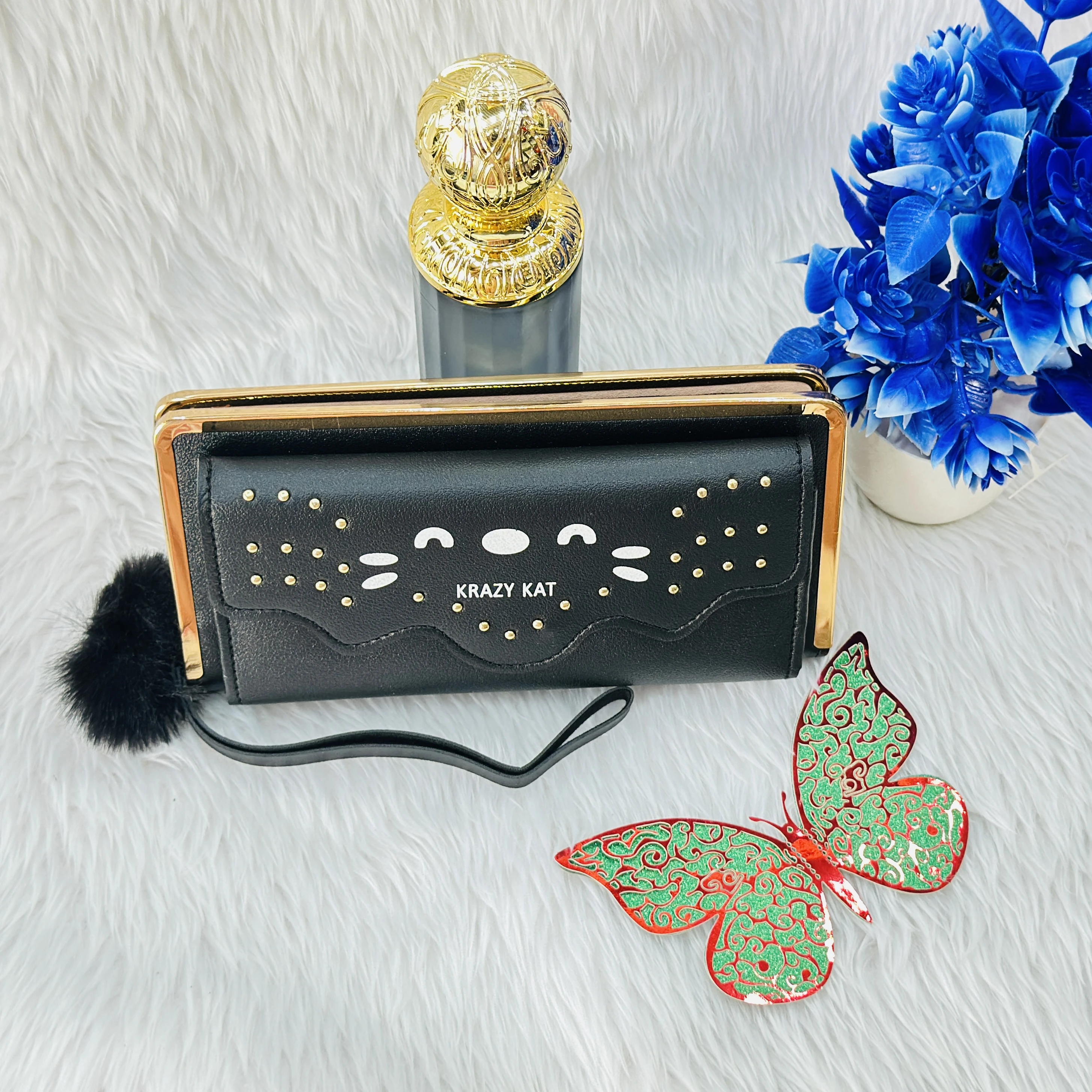 Black PU leather hand purse or wallet
