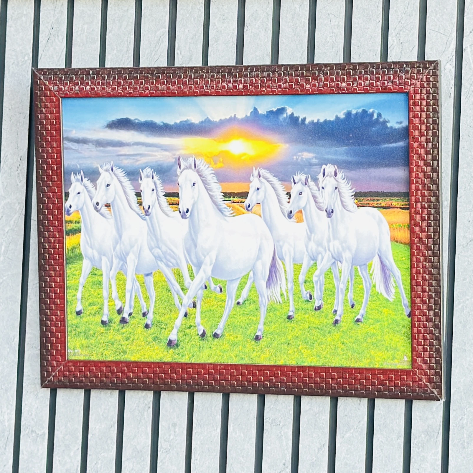 Vastu Seven Running White Horses wall painting UD7CVT