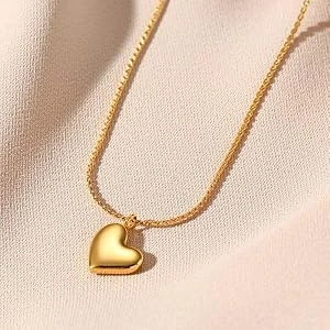Gold plated anti-tarnish stainless steel heart pendant necklace by YC Jewelry.
