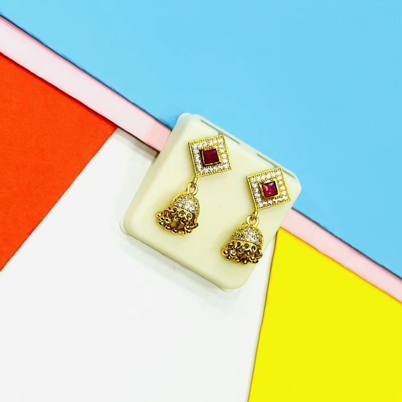 Gold plated brass jhumka earrings