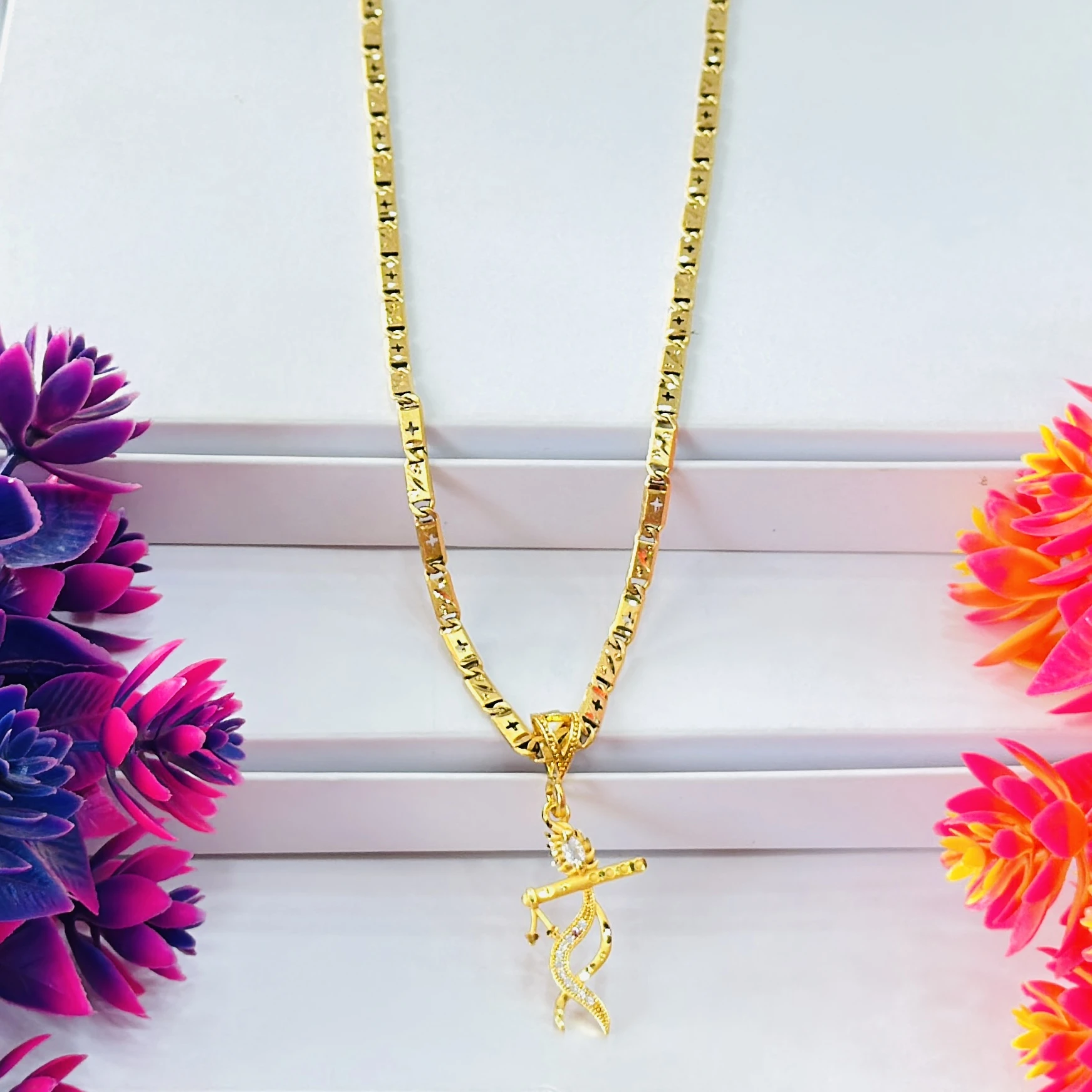 Gold plated chain with a Lord Krishna pendant