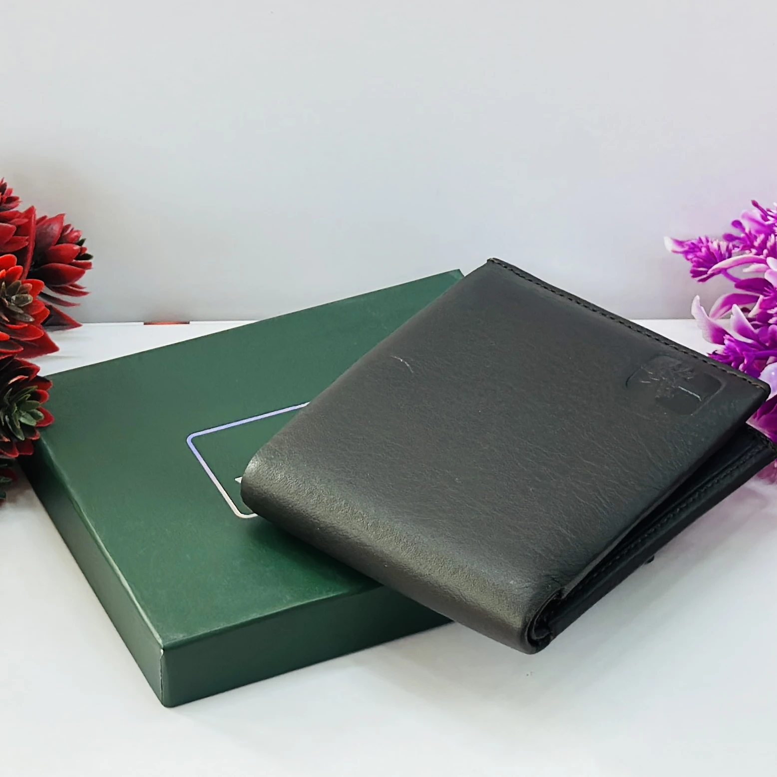 Brown leather bi-fold wallet