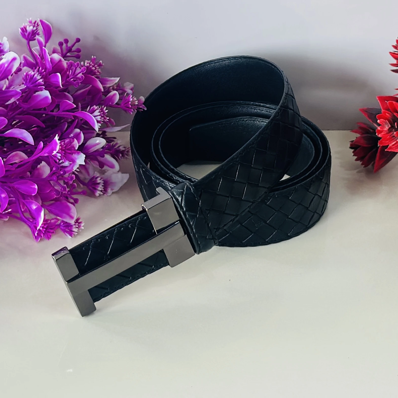 Menfox geometric pattern belt