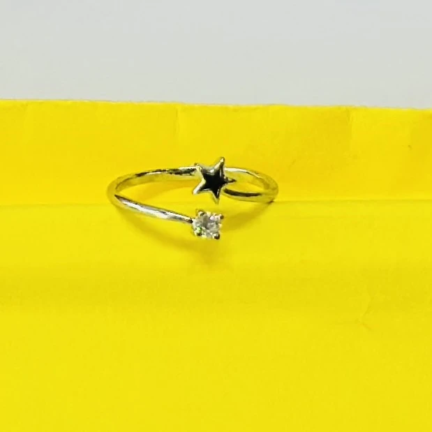 Silver rhodium-plated adjustable open ring