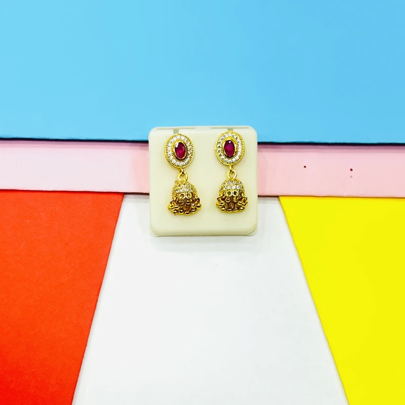 pair of gold-plated jhumka earrings