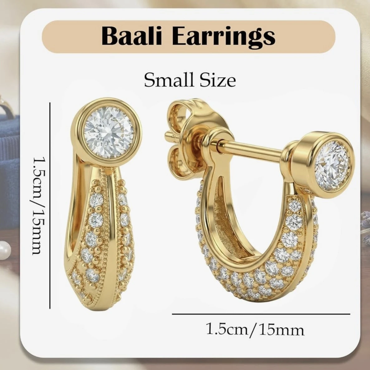 Gold plated crescent hoop earring