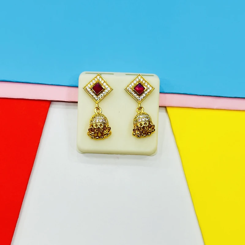 Gold plated brass jhumka earrings