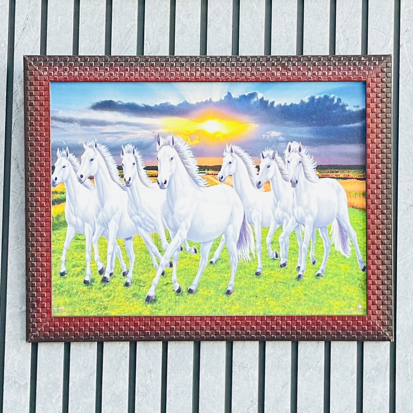 Vastu Seven Running White Horses wall painting UD7CVT