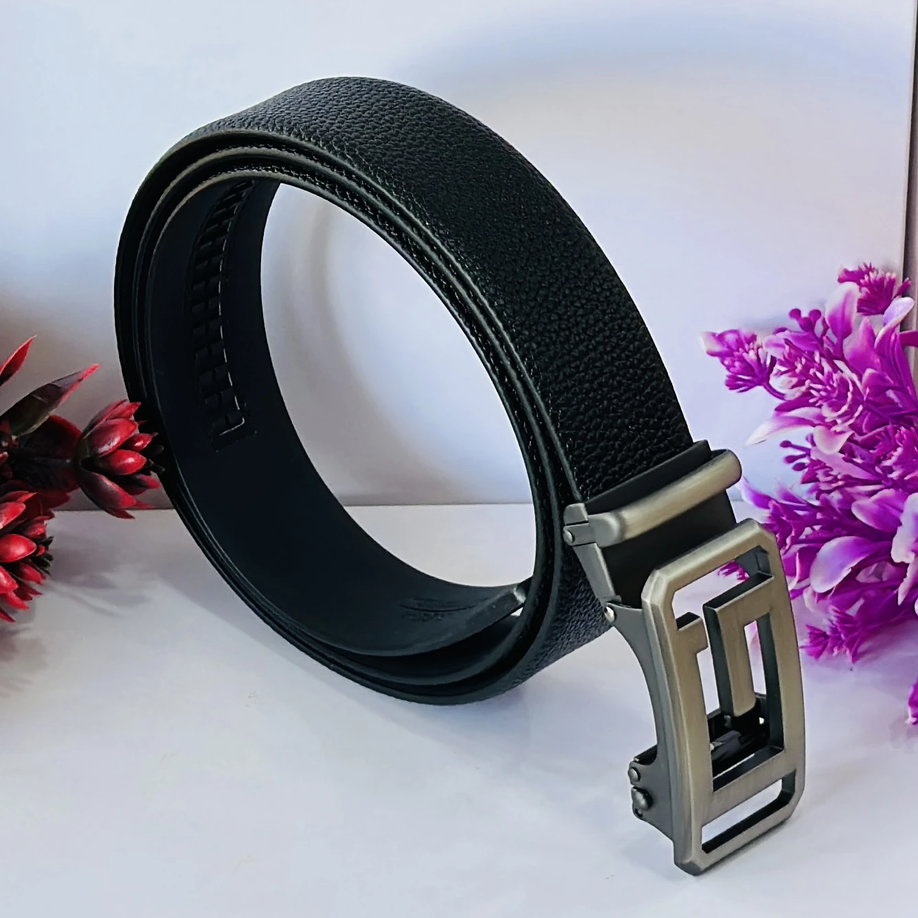 Single G Shape Two Tone Formal Auto Lock Belt for Men