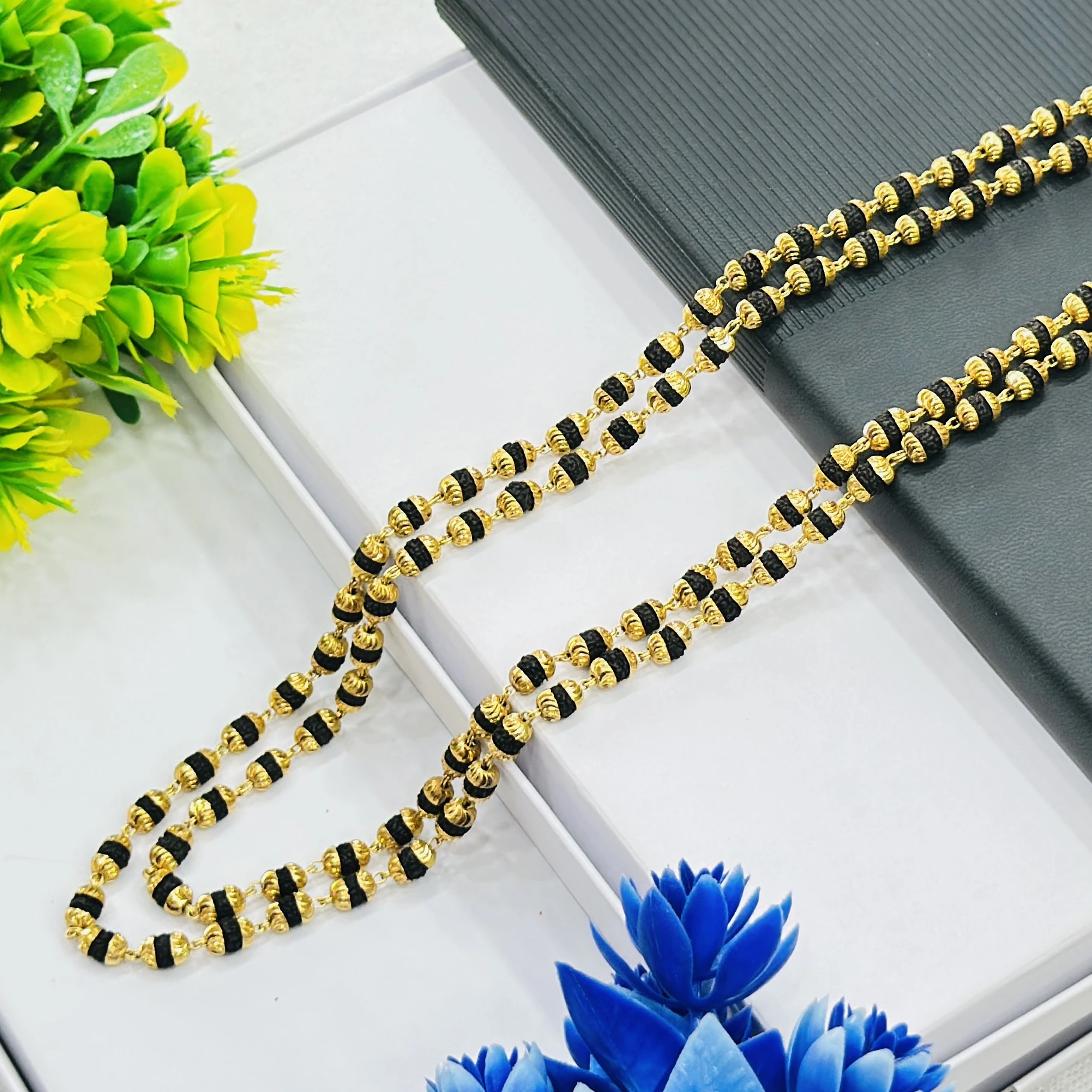 Gold plated Rudraksha mala