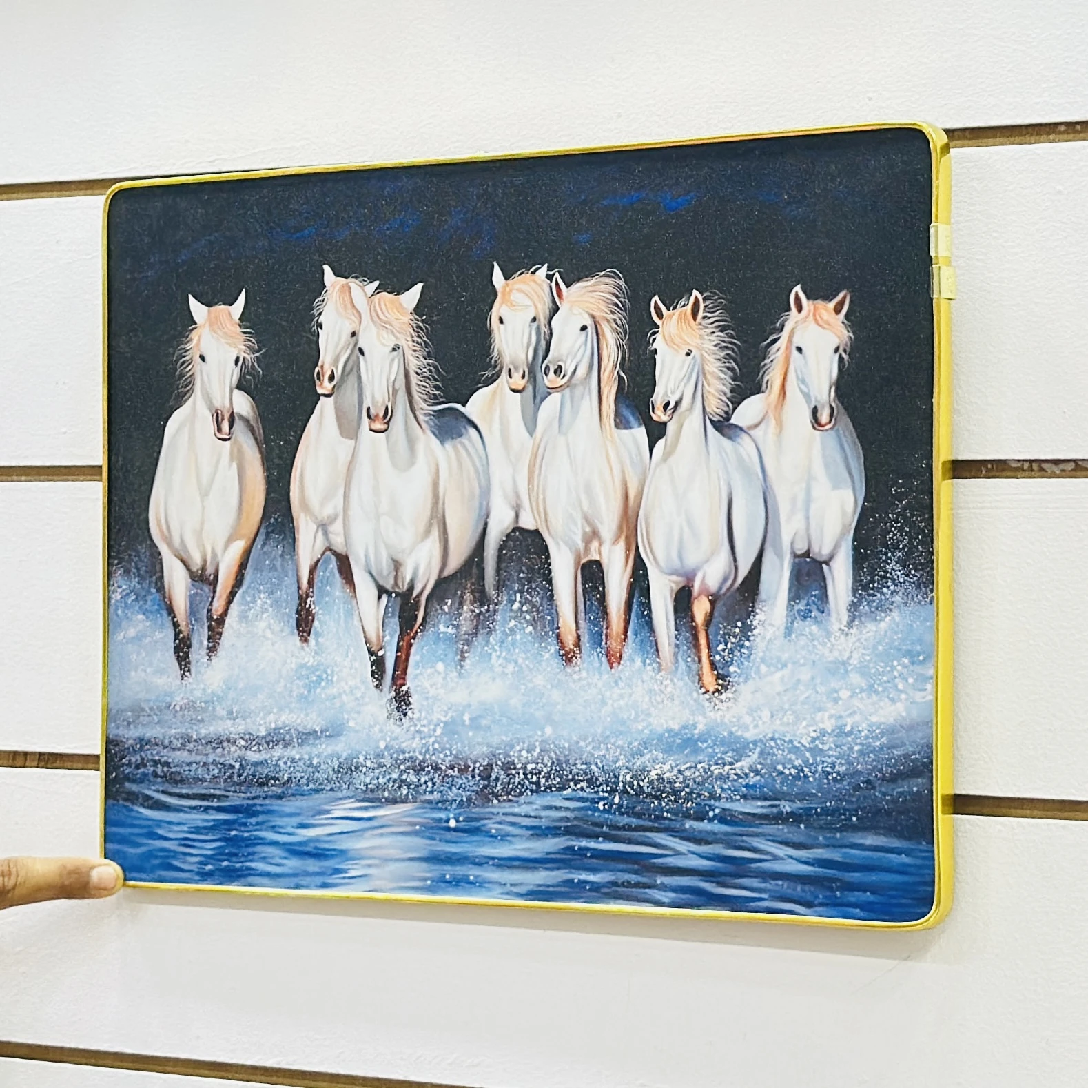 7 running white horses painting….. EQ4LWW