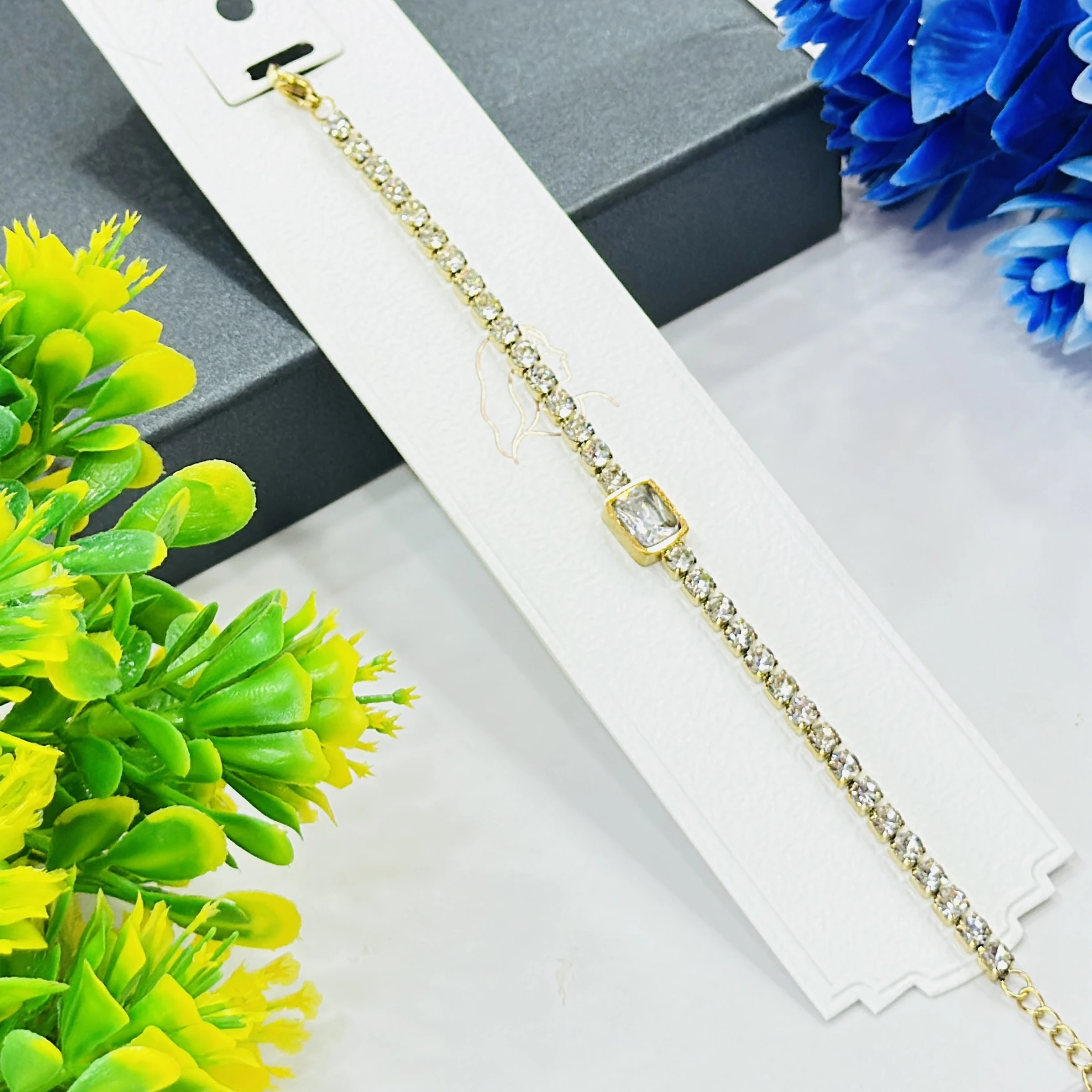 Cut Gold Tennis Bracelet