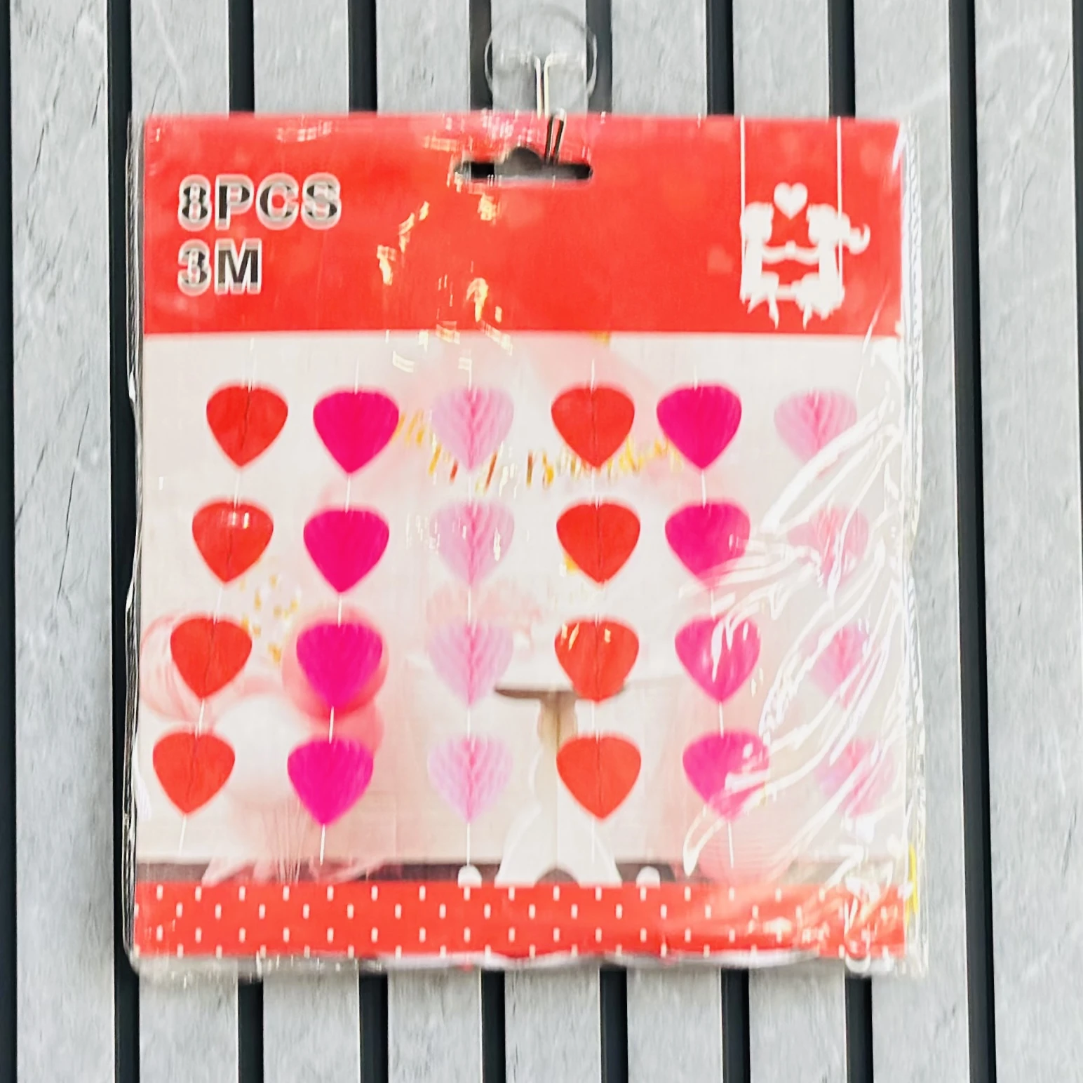 Set of heart-shaped paper garlands
