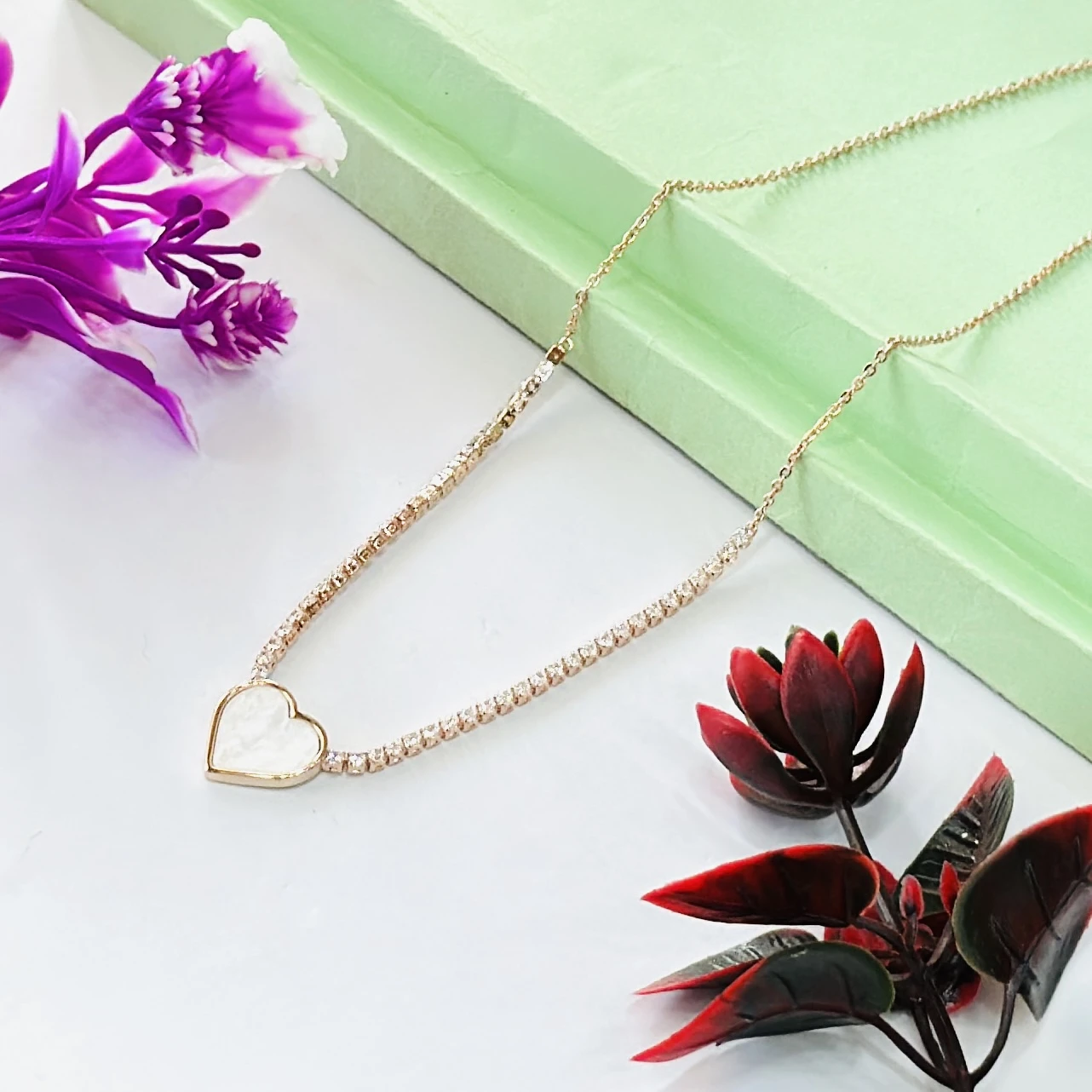 Gold plated tennis necklace