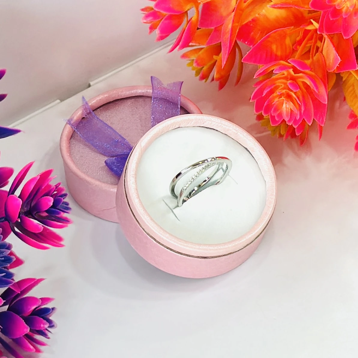 Sterling silver, intertwined couple's ring