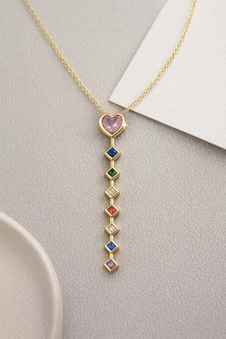 Gold tone stainless steel lariat necklace