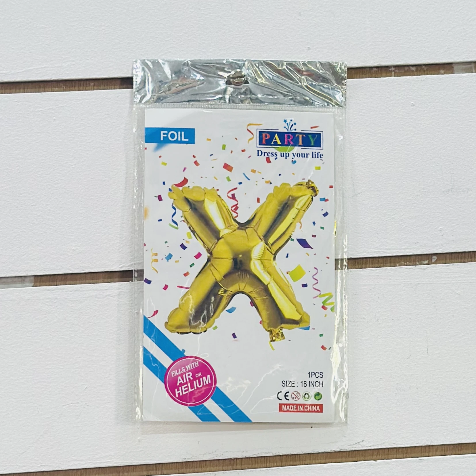 Gold foil letter "X” balloon